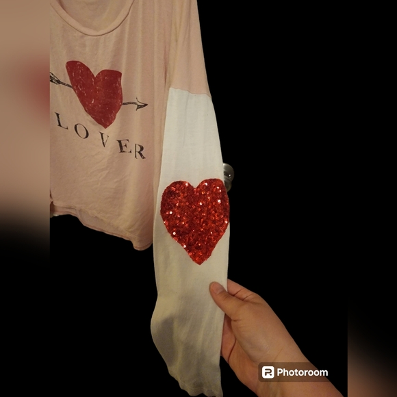 KMC USA Pink with Hearts Oversized Tee Size Lg - Picture 4 of 7